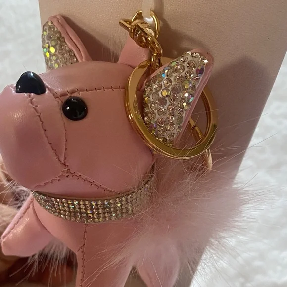Pink Rhinestone Dog Keychain - Picture 2 of 10